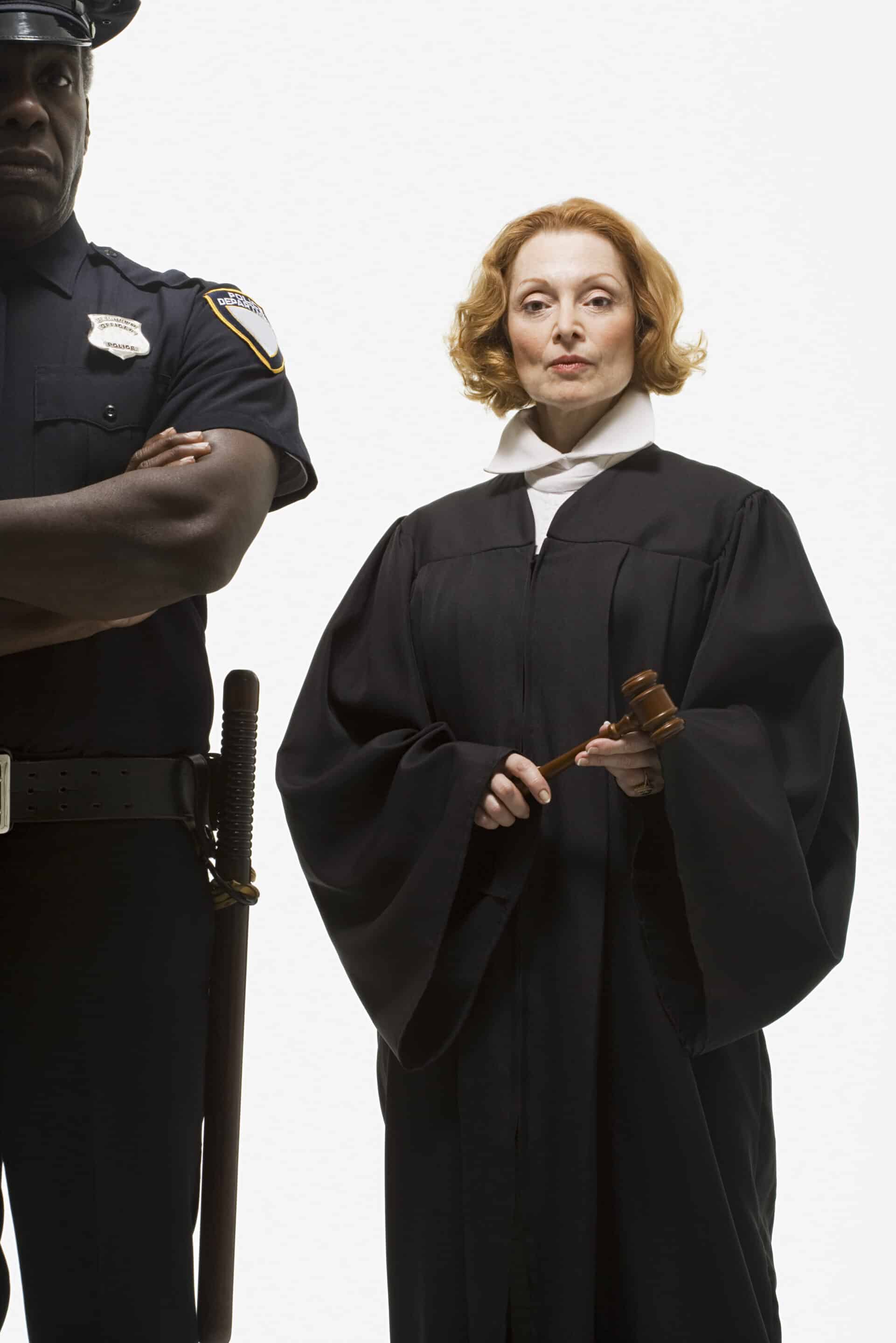 Portrait of a police officer and a judge